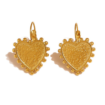 Gold Heart Drop Earrings