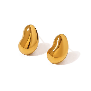 Gold Bean Stud Earrings