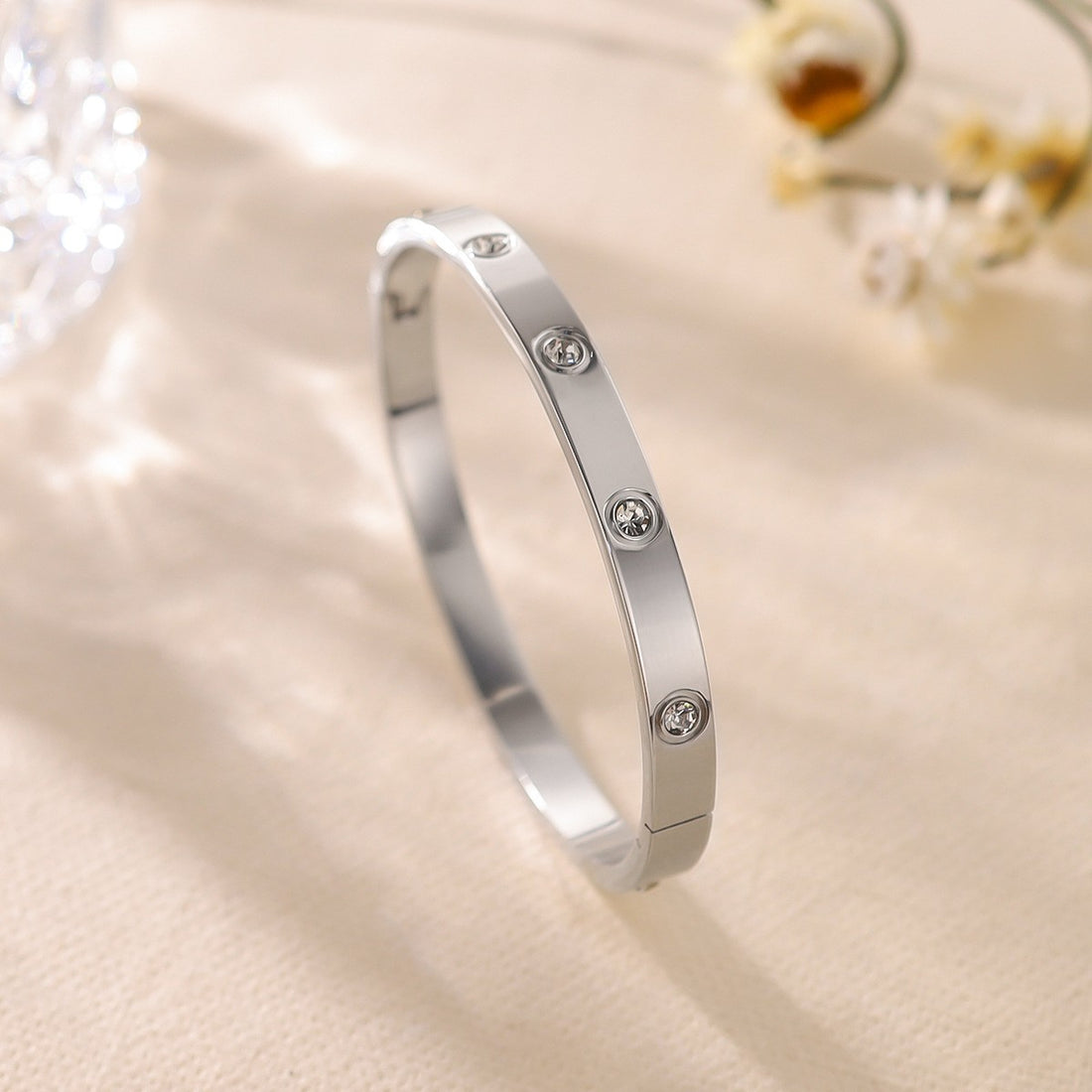Silver Stud Crystal Bangle