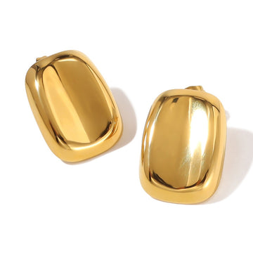 Gold Curved Rectangle Studs