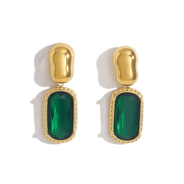 Emerald Green Gem Drop Earrings