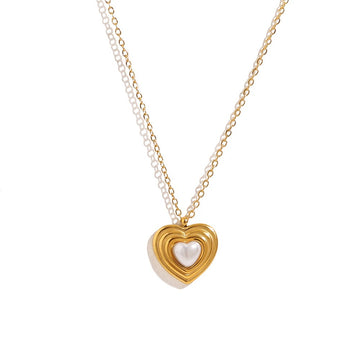 Dual Ring Heart Pendant Necklace