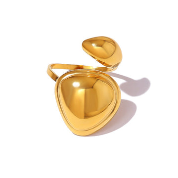 Golden Heart Charm Ring-18.5mm