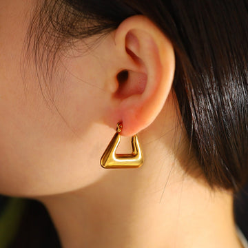 Gold Trangle Stud Earrings