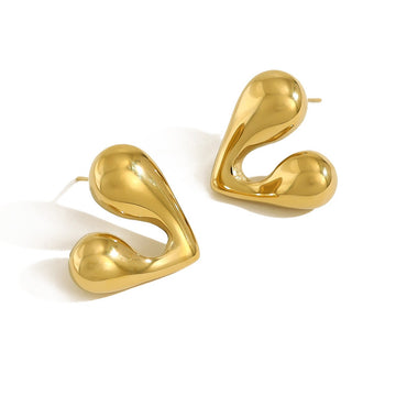 Abstract Gold Heart Studs