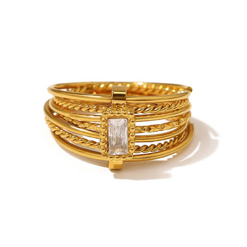 Multi-Band Crystal Accent Ring-18mm