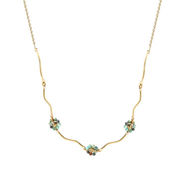 Green Gem & Pearl Accent Necklace
