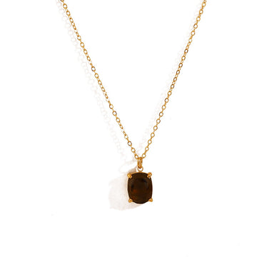 Brown Crystal Bar Layered Necklace