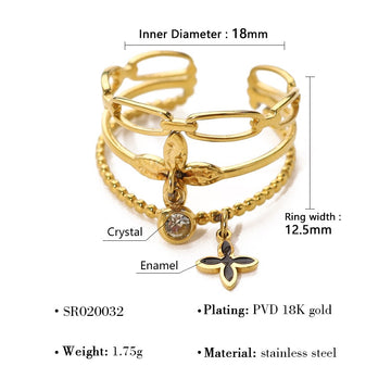 Golden Bow Charm Ring-18mm