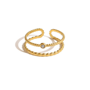 Double Band Crystal Accent Ring-17.5mm