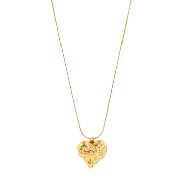 Gold Textured Heart Layered Necklace