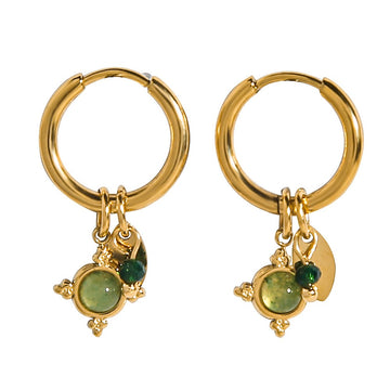 Green Star Charm Hoops