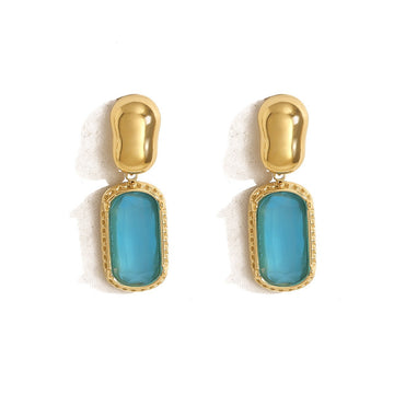 Sky Blue Gem Drop Earrings