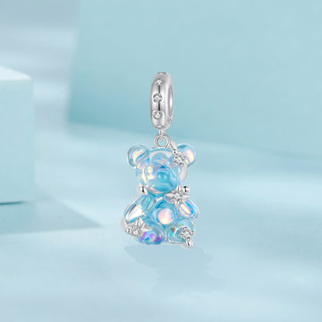 Iridescent Blue Teddy Bear Charm
