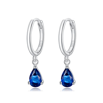 Sapphire Teardrop Hoop Earrings