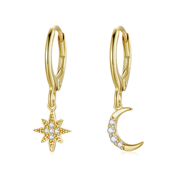 Celestial Moon & Star Mismatched Hoops