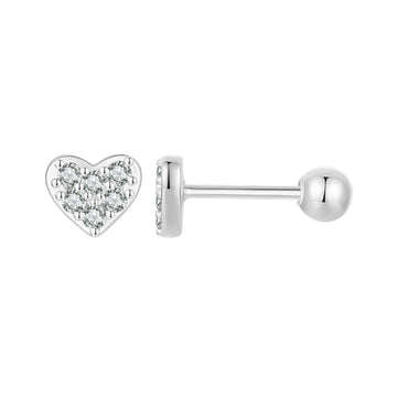 Mini Pave Heart Stud Earrings