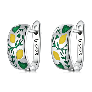 Lemon Enamel Huggie Hoop Earrings