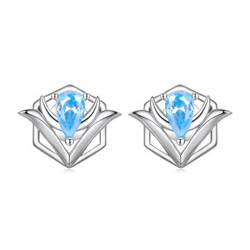 Blue Teardrop Lotus Studs