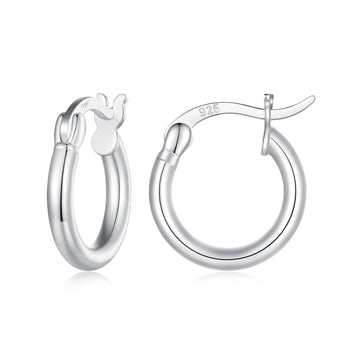 Chunky Mini Silver Hoop Earrings