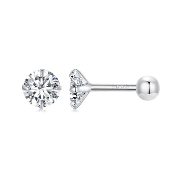 CZ Solitaire Stud with Ball Back