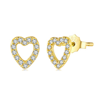 Gold Open Heart CZ Cartilage Stud