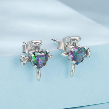 Mystic Heart & Sword Stud Earrings