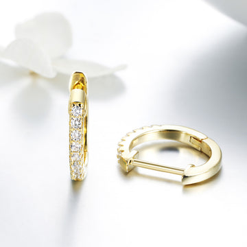 CZ Pave Huggie Hoop Earrings – Gold
