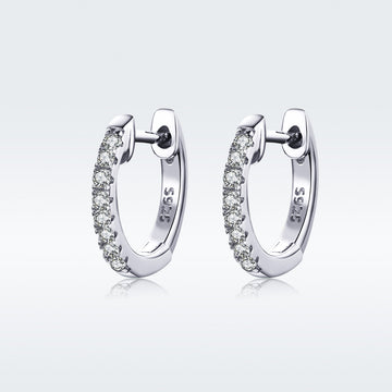 CZ Screw-Back Huggie Hoop Earrings