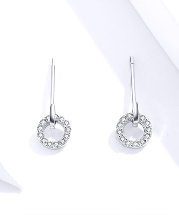 CZ Circle Drop Stud Earrings