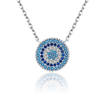 Crystal Evil Eye Medallion Necklace