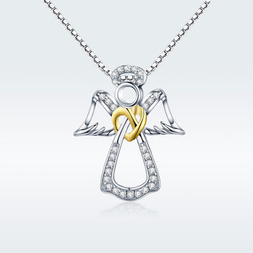 Infinity Heart Angel Pendant Necklace
