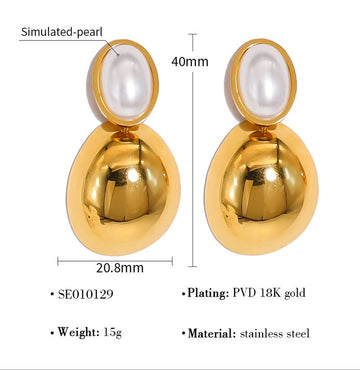 Drop Pearl Ball Earrings