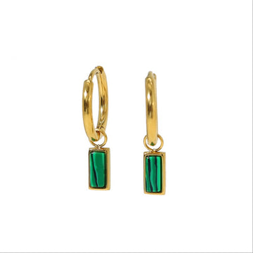 Emerald Baguette Drop Hoops