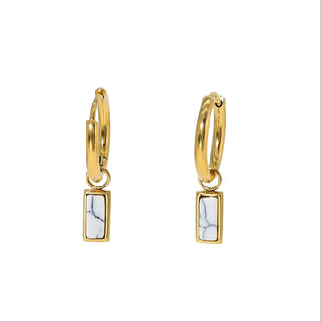 Crystal Clear Baguette Drop Hoops