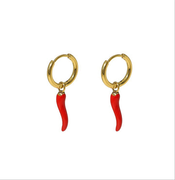 Chilli Charm Hoop Earrings