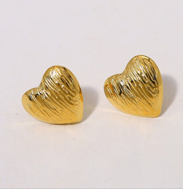 Wavy Stripe Heart Studs