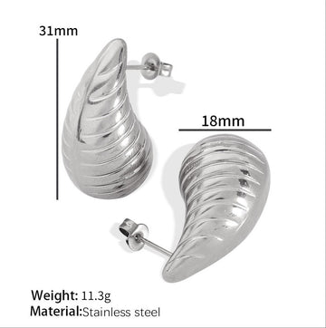 Retro Shell Swirl Earrings – Silver Finish