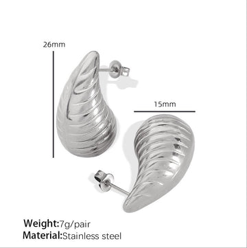 Bold Textured Wave Earrings – Silver