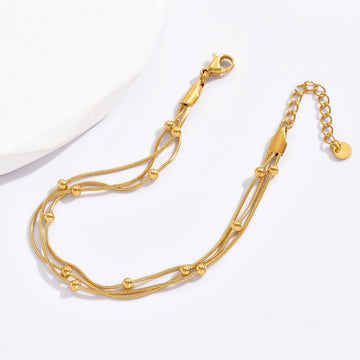 Triple Strand Beaded Chain Bracelet