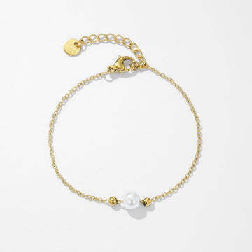 Gold Chain Single Pearl Bracelet