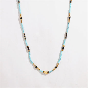 Turquoise & Gold Beaded Necklace