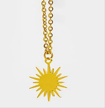 Sunburst Pendant Charm Necklace