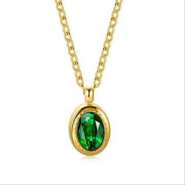 Emerald Oval Gem Pendant Necklace