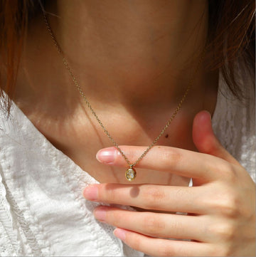 Champagne Oval Gem Pendant Necklace