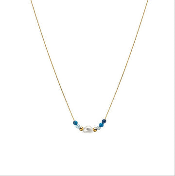 Navy Bead Charm Necklace