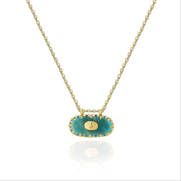 Green Oval Medallion Chain Necklace