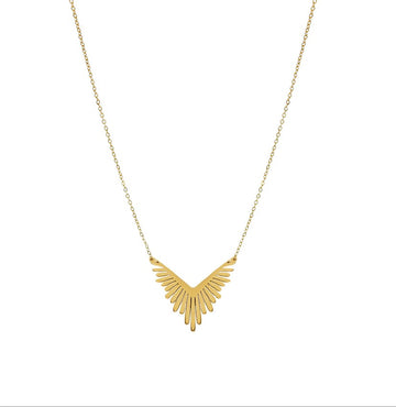Feathered Wing Necklace – Matte Gold