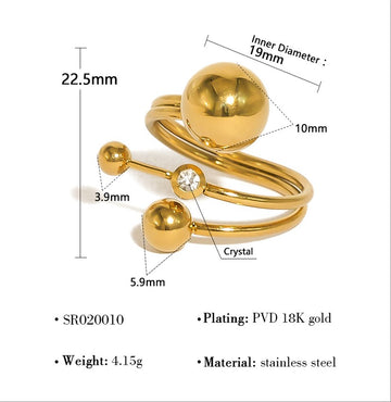 Crystal Orb Spiral Ring-19mm