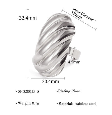 Bold Wave Dome Ring – Silver-18mm
